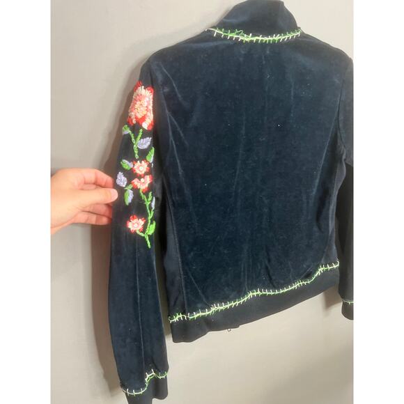 Oliver Escio Black Suede Jacket Floral VTG Fairy Coquette Y2K Rose Comfort Y2K - Picture 5 of 10